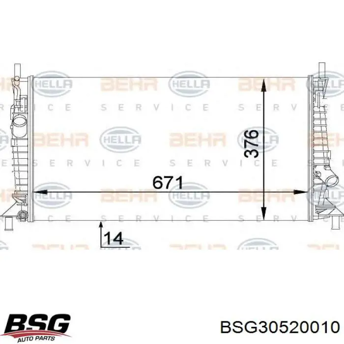 Купити BSG30520010 BSG Радіатор двигуна