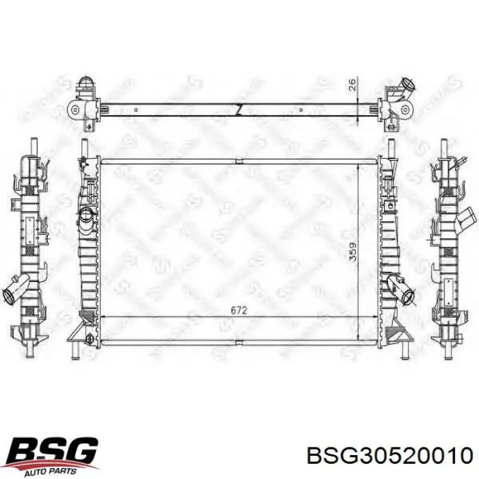BSG30520010 BSG Радіатор охолодження двигуна