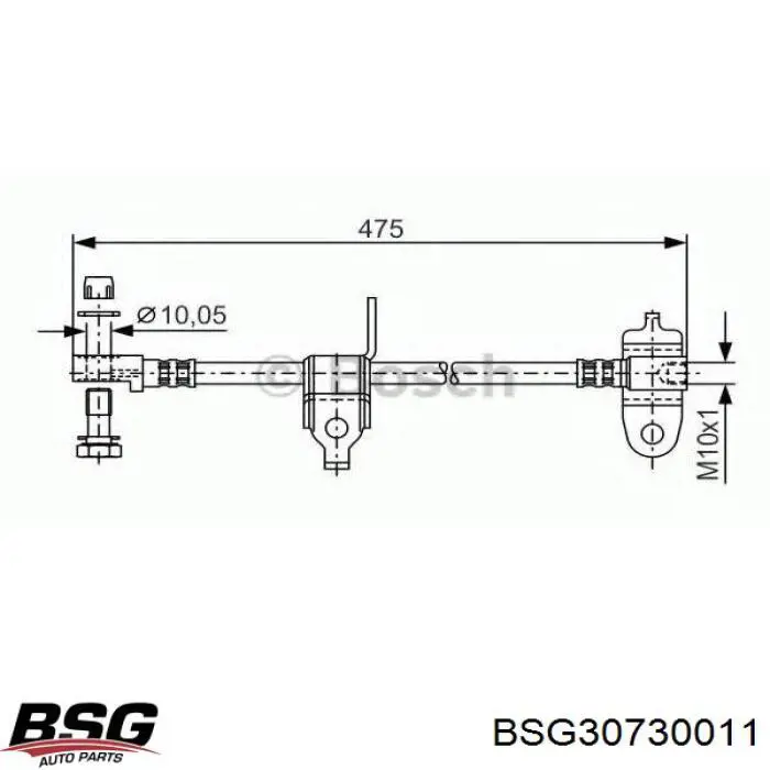 Шланг гальмівний передній, лівий BSG30730011 BSG