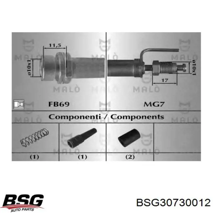 Шланг гальмівний передній BSG BSG30730012 ціна, від 10.31 USD