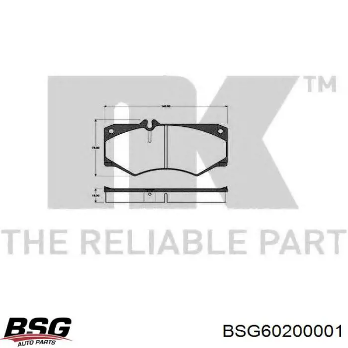 Тормозні колодки BSG BSG60200001