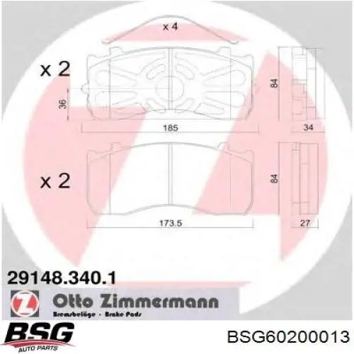 Тормозні колодки BSG BSG60200013