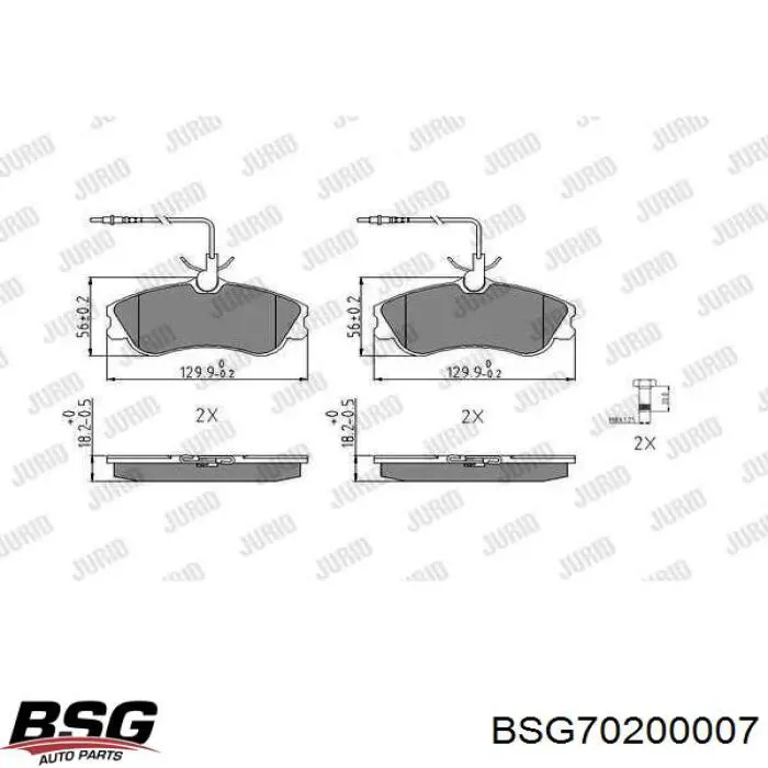 BSG70200007 BSG колодки гальмівні передні, дискові