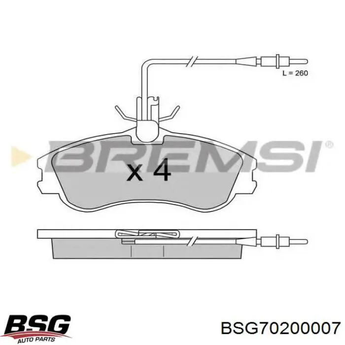 Купити BSG70200007 BSG Колодки гальмівні передні, дискові