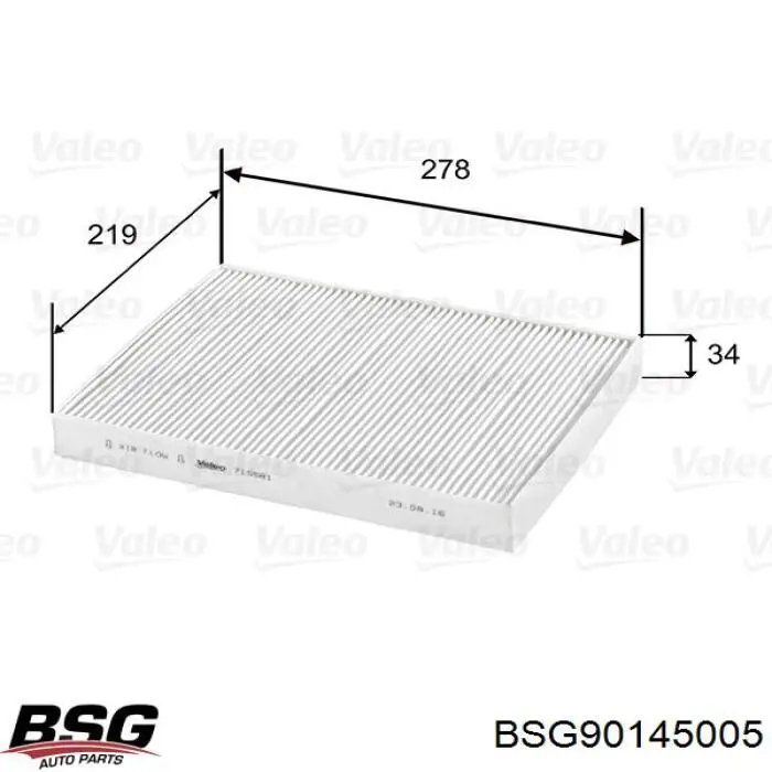 Купити BSG90145005 BSG Фільтр салону вугільний