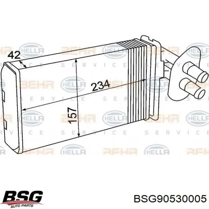 BSG90530005 BSG Радіатор опалювача салону