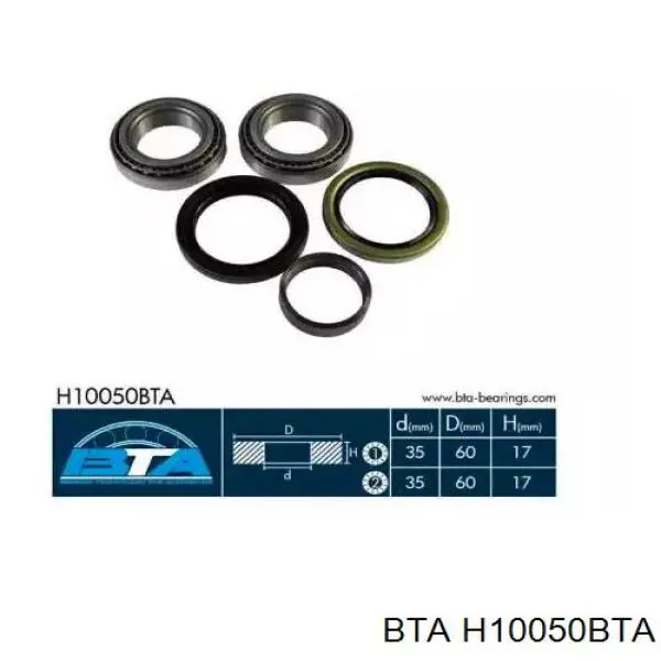 Підшипник маточини передньої H10050BTA BTA