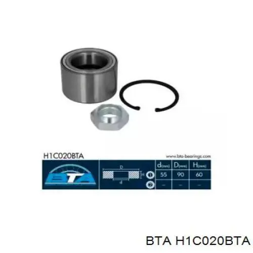 Комплект підшипник маточини передньої BTA H1C020BTA ціна, від 32.61 USD
