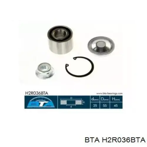 Підшипник задньої ступиці H2R036BTA BTA