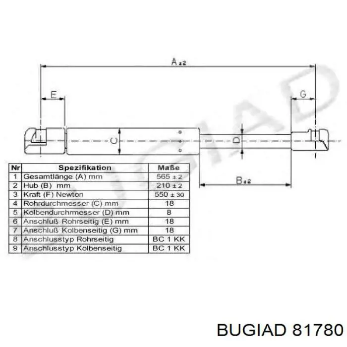 Шланг/патрубок інтеркулера, правий 81780 Bugiad