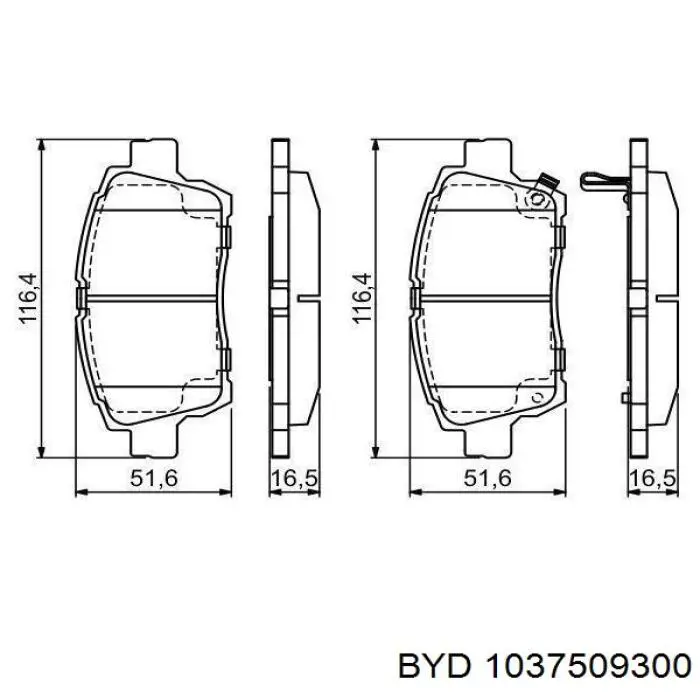 Колодки гальмівні передні, дискові 1037509300 BYD