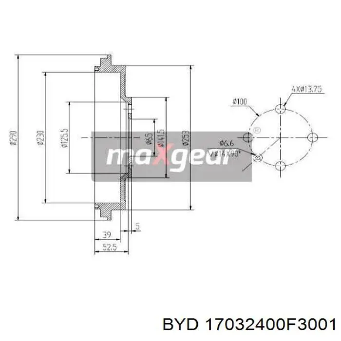 Барабан гальмівний задній BYD 17032400F3001 ціна, від 47.88 USD