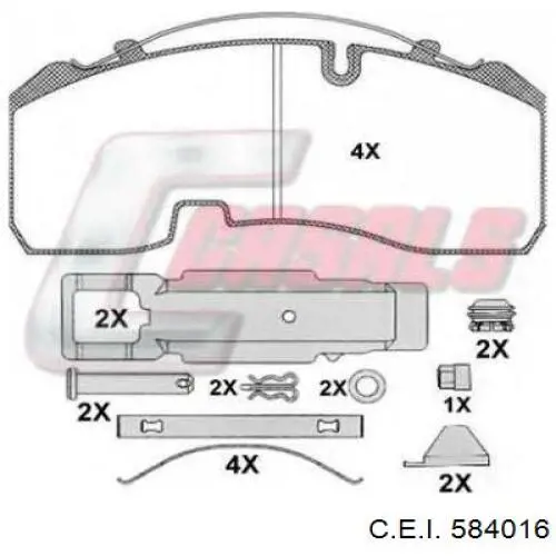 Колодки гальмівні передні, дискові 584016 C.e.i.