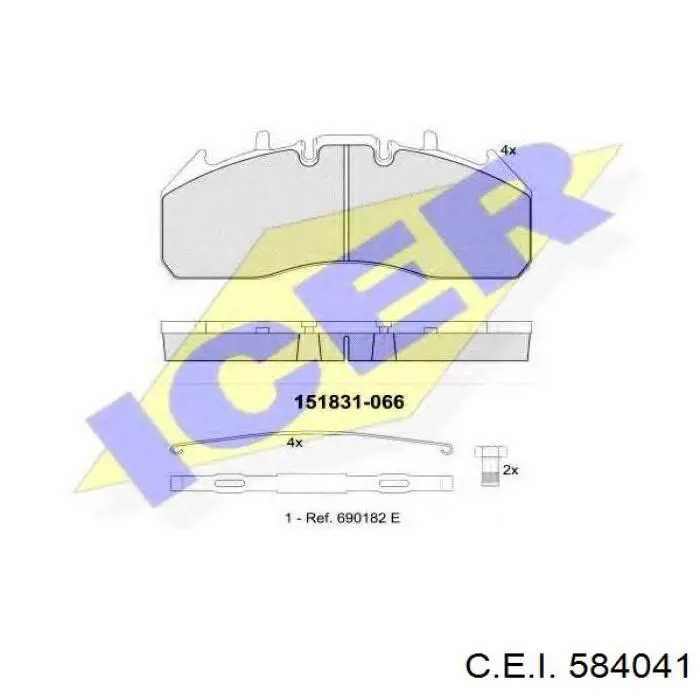 Купити 584041 C.e.i. Колодки гальмівні передні, дискові