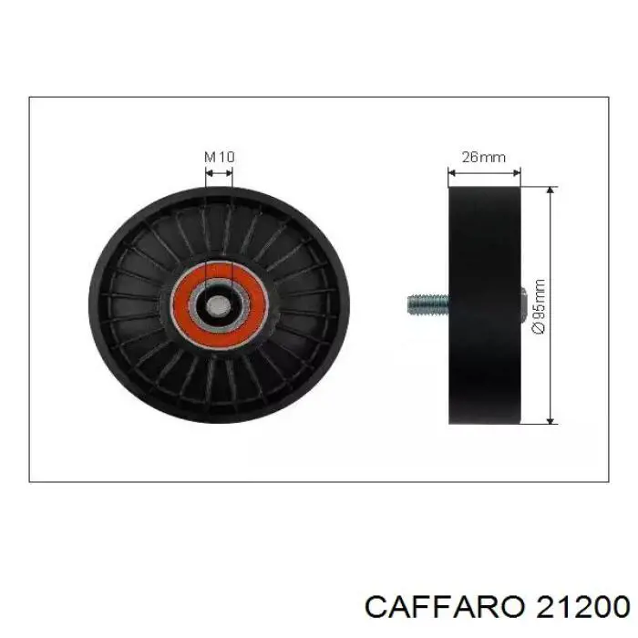 Купити 21200 Caffaro Ролик приводного ременя, паразитний