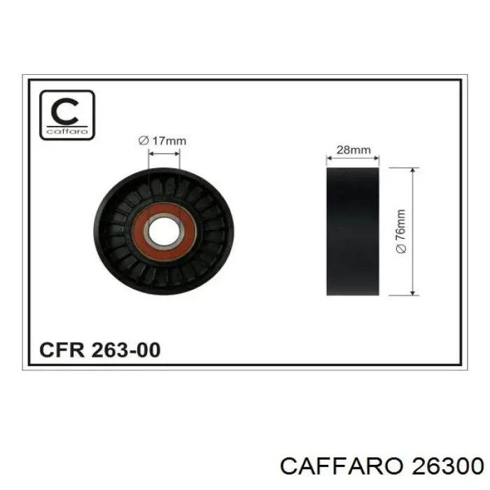 Ролик натягувача приводного ременя CAFFARO 26300