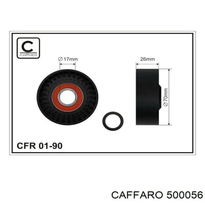 Ролик натягувача приводного ременя CAFFARO 500056