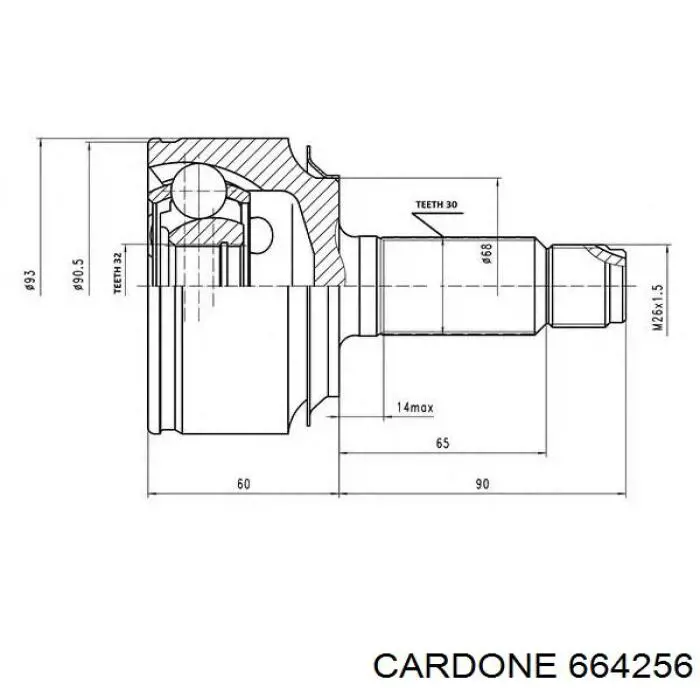 Купити 664256 Cardone Ліва піввісь