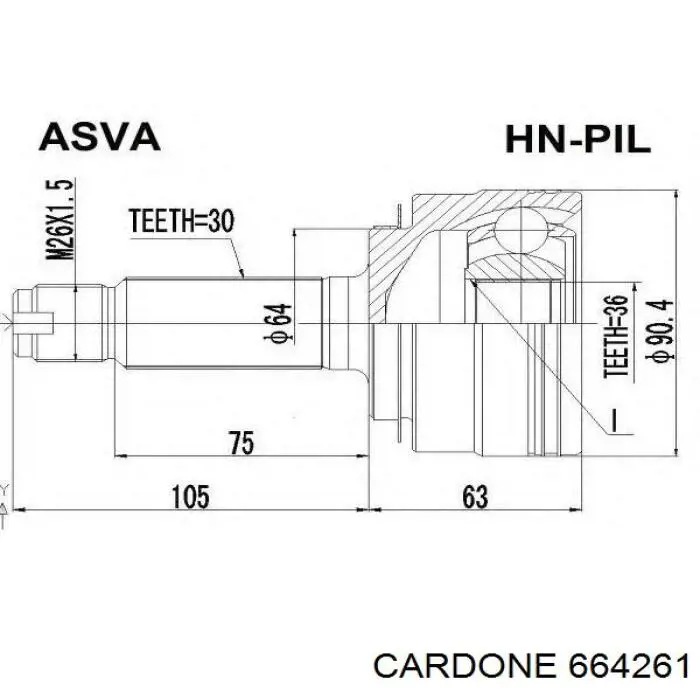 Привід передній лівий Cardone 664261 ціна, від 110.68 USD