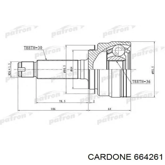 Купити 664261 Cardone Ліва піввісь