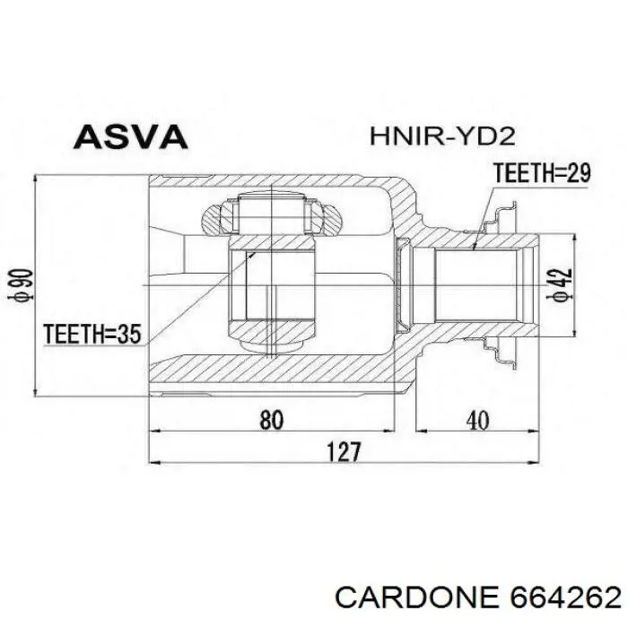 Піввісь передня, права Cardone 664262 ціна, від 111.36 USD