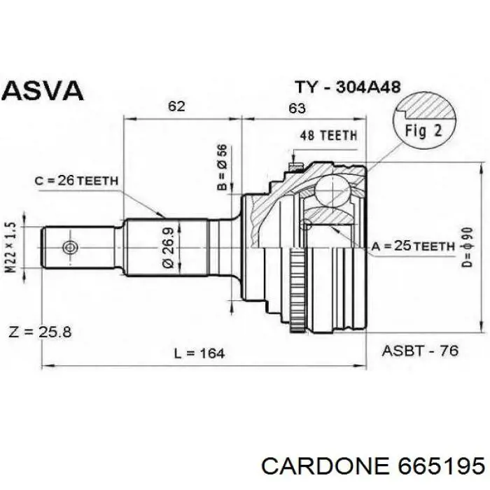Ліва піввісь 665195 Cardone