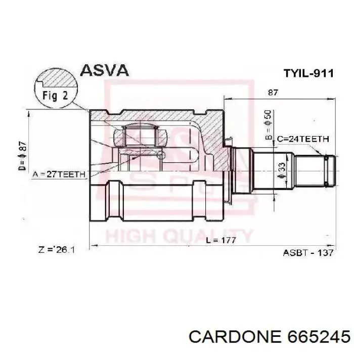 665245 Cardone Привід лівий