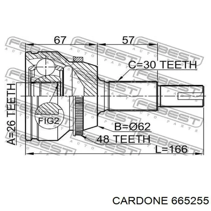 Ліва піввісь 665255 Cardone