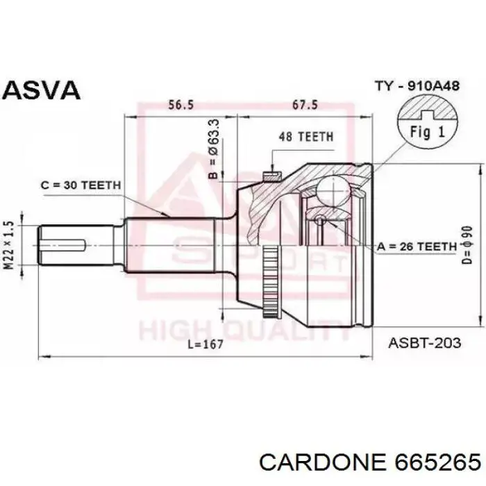 Купити 665265 Cardone Піввісь права