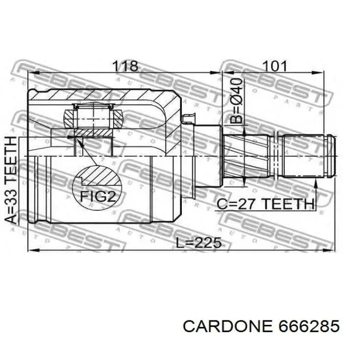 Піввісь (привід) передня, ліва 666285 Cardone