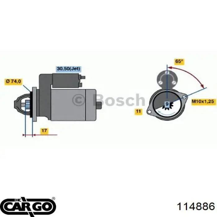 Стартер Cargo 114886 ціна, від 83.26 USD