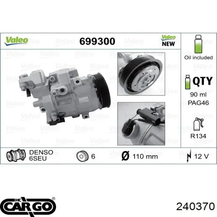 Компресор кондиціонера 240370 Cargo