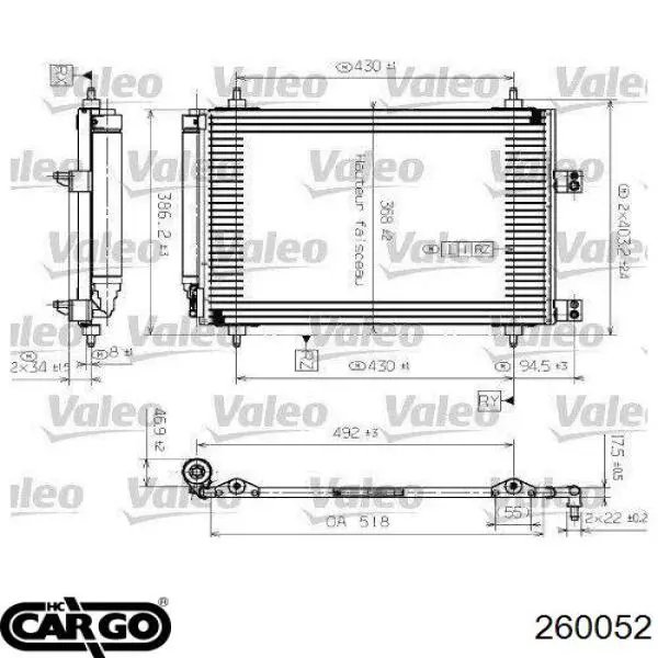 Радіатор кондиціонера 260052 Cargo