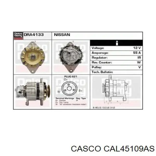 CAL45109AS Casco Авто генератор