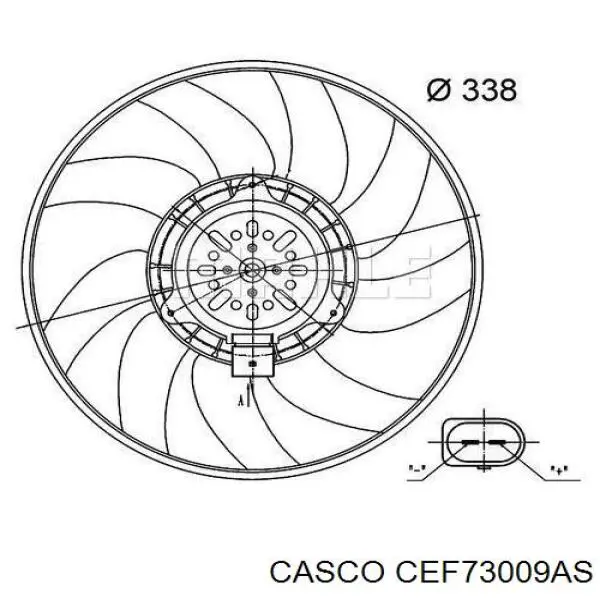Електровентилятор охолодження в зборі (мотор + крильчатка), правий Casco CEF73009AS ціна, від 208.48 USD
