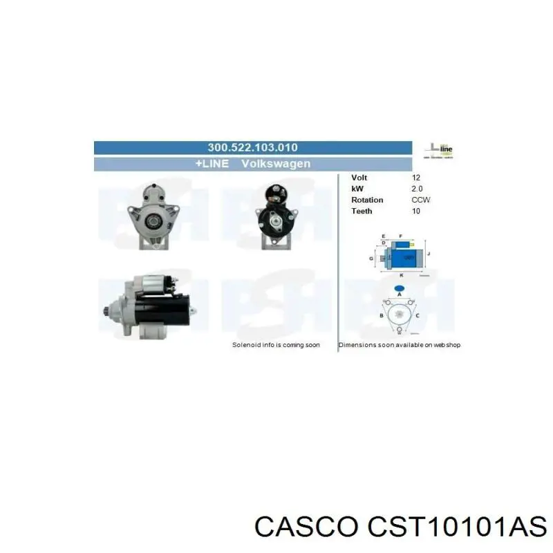 Стартер Casco CST10101AS ціна, від 96.32 USD
