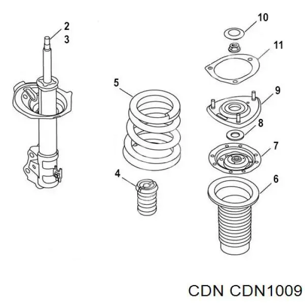 Стойка амортизатора передняя CDN CDN1009 ціна, від 39.54 USD