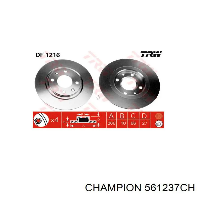 DF1216 TRW Гальмо дискове переднє