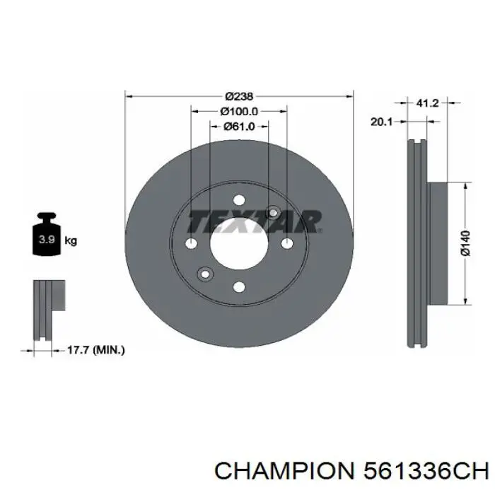 561336CH Champion диск гальмівний передній