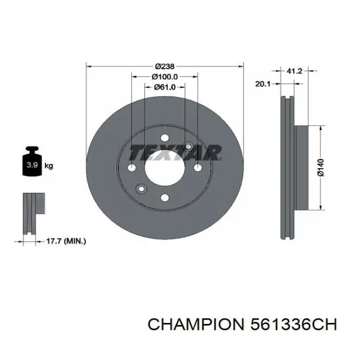 Диск гальмівний передній 561336CH Champion