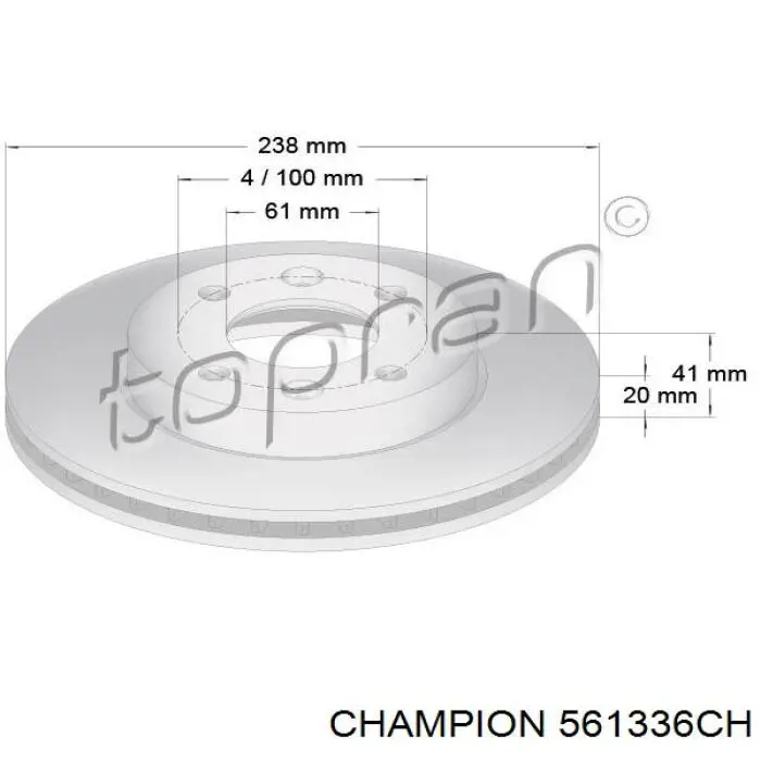 Диск переднього гальма Champion 561336CH ціна, від 19.30 USD