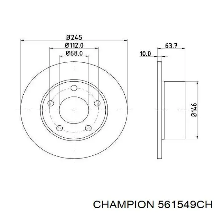 Купити 561549CH Champion Диск заднього гальма