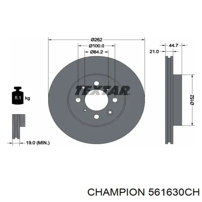 561630CH Champion Гальмо дискове переднє