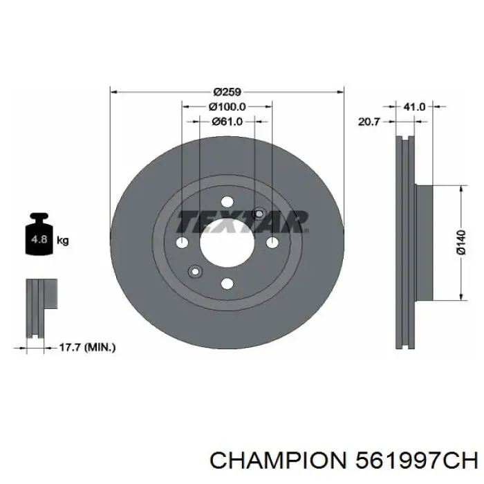 Диск переднього гальма Champion 561997CH ціна, від 24.11 USD