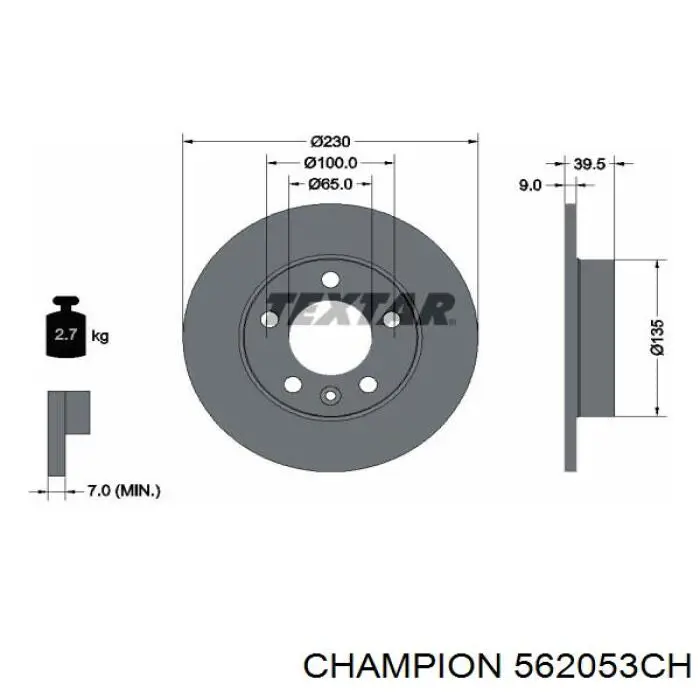 Задні дискові гальма Champion 562053CH ціна, від 13.79 USD