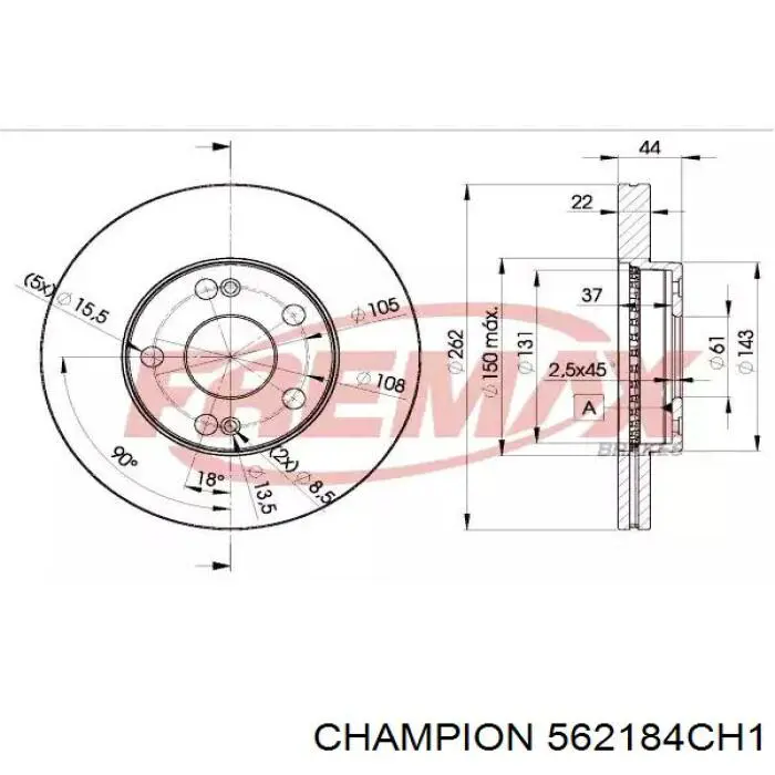 Гальмівні диски 562184CH1 Champion