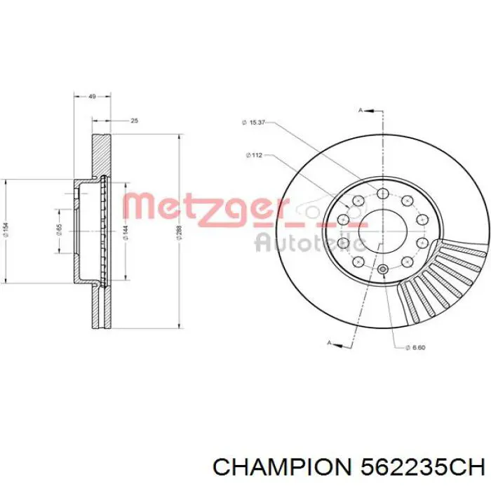 Ремкомплект передніх гальм Champion 562235CH ціна, від 37.13 USD