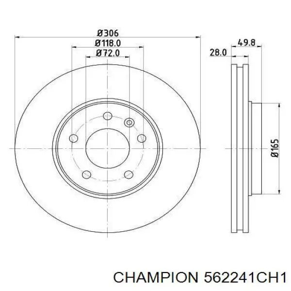 Диск переднього гальма Champion 562241CH1 ціна, від 48.19 USD