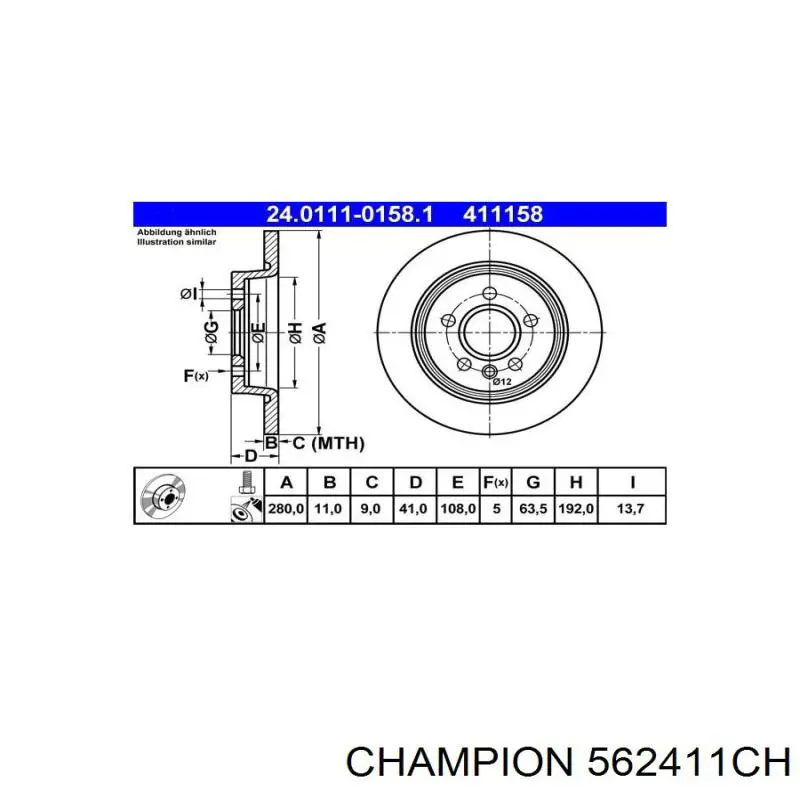 Гальмівні диски 562411CH Champion