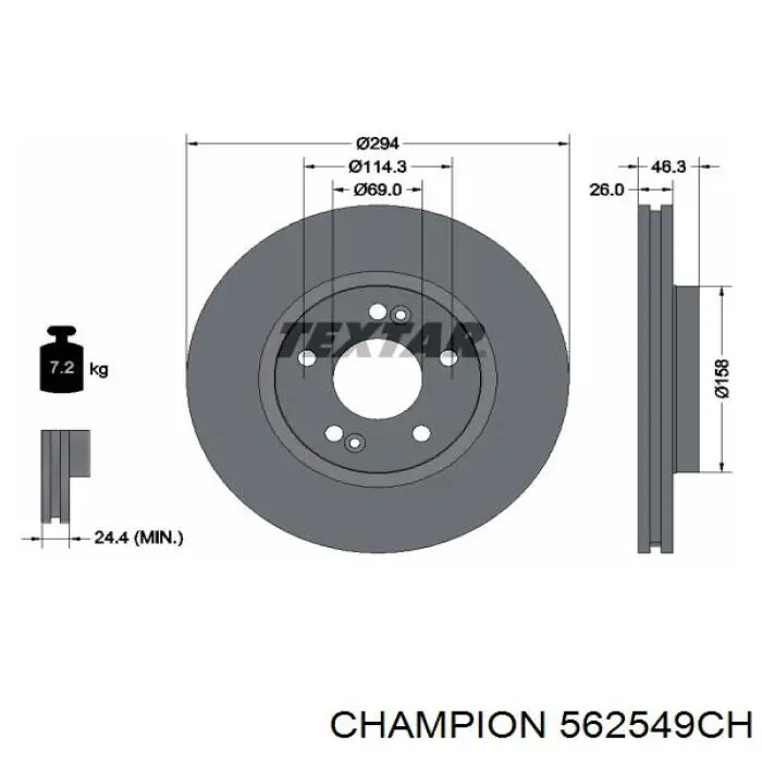 562549CH Champion диск гальмівний передній